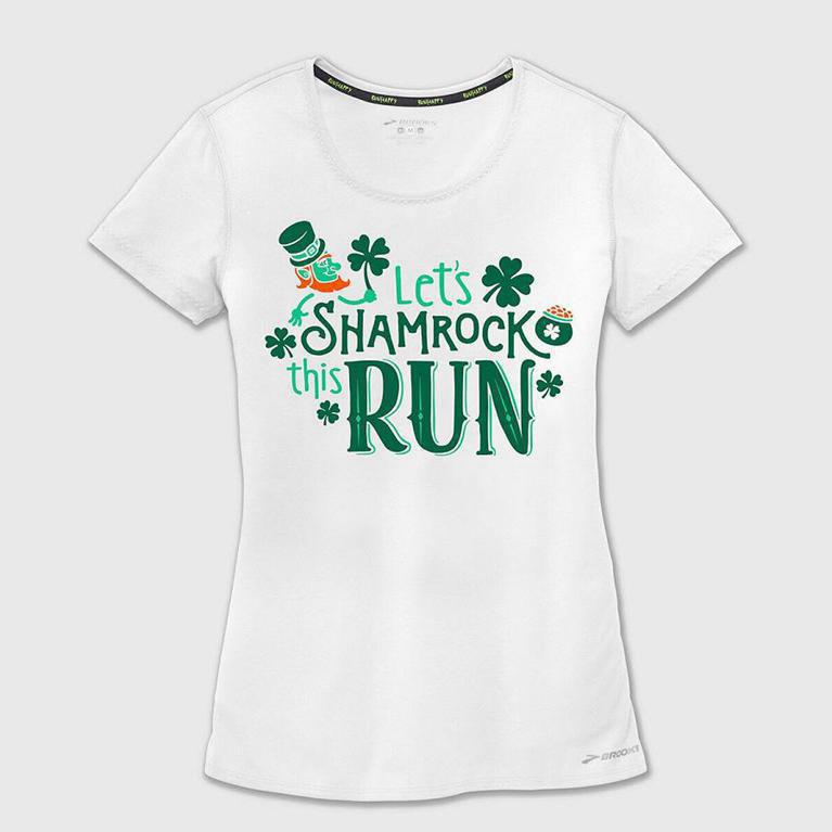 Brooks Pacesetter - Camisetas Manga Corta Mujer - Blancas (FLXN-85470)